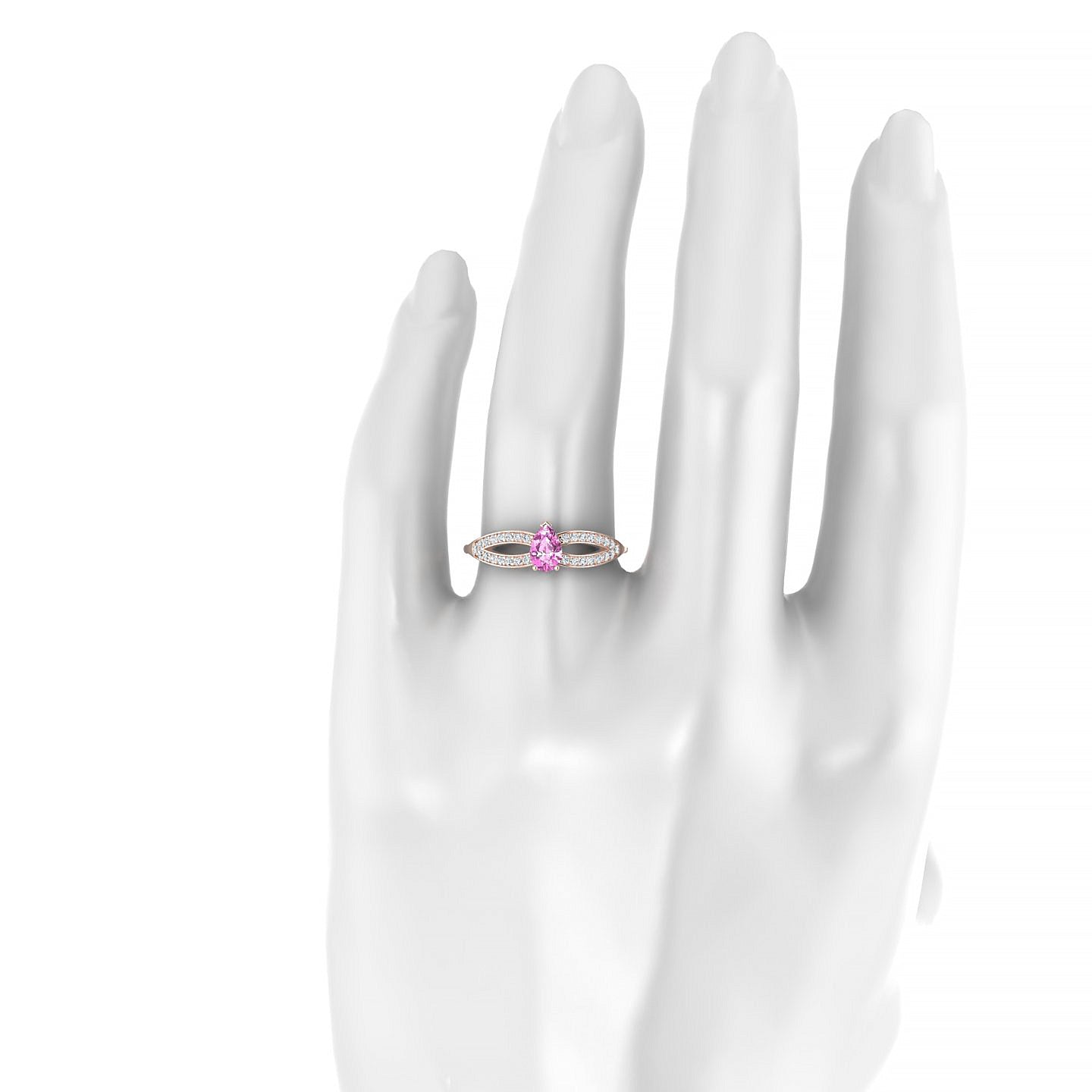 Prestige | 18k Rose Gold 6 x 4 mm Pear Pink Sapphire Ring