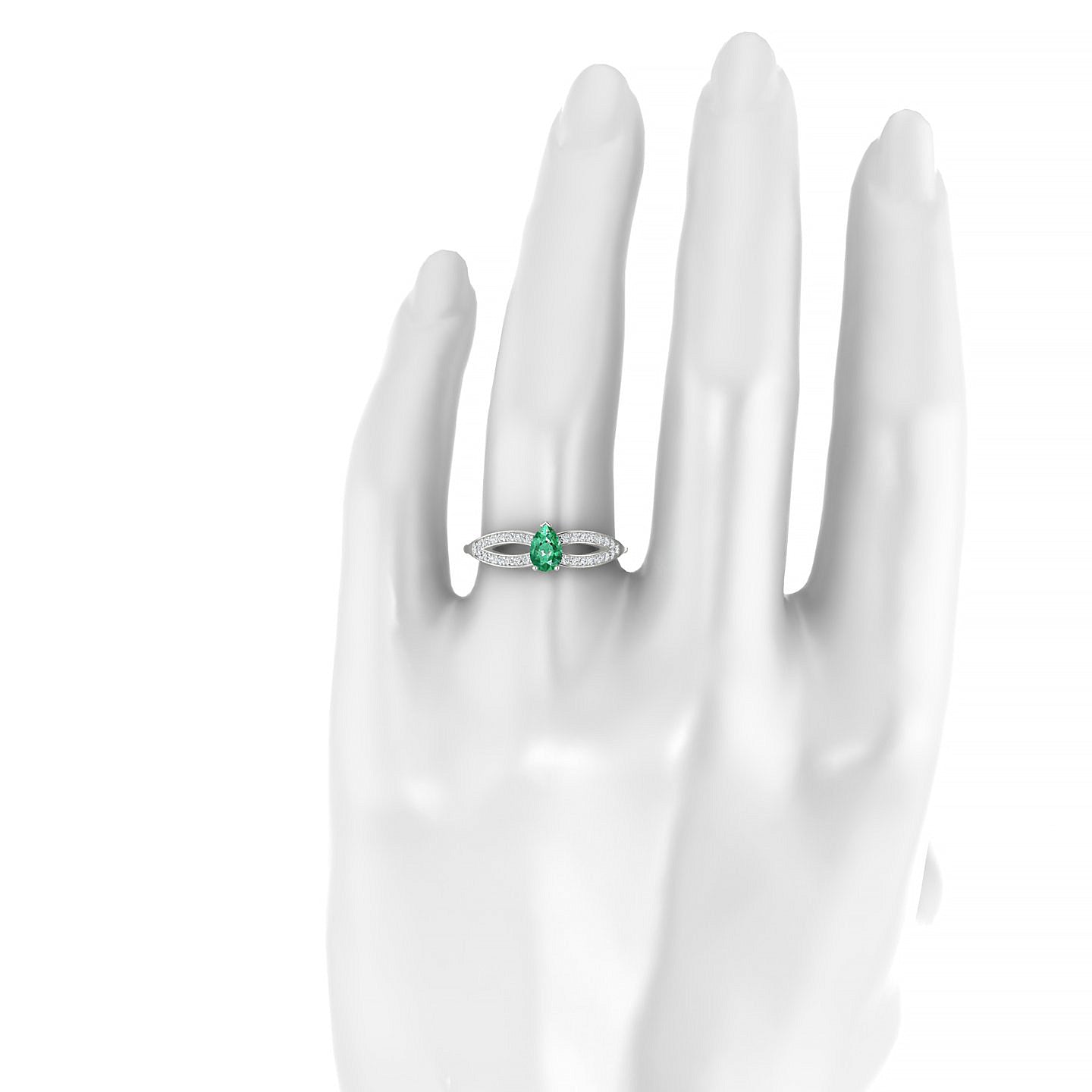 Prestige | 18k White Gold 6 x 4 mm Pear Emerald Ring