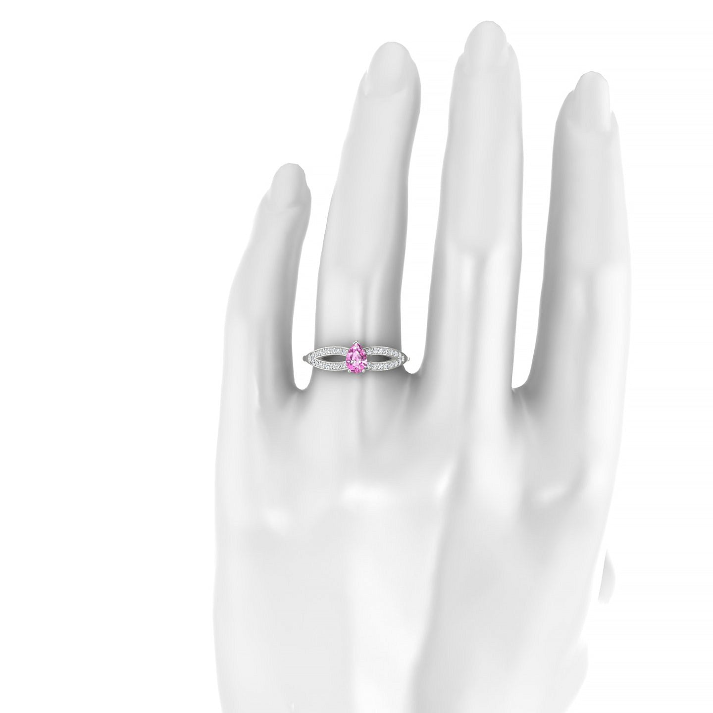 Prestige | 18k White Gold 6 x 4 mm Pear Pink Sapphire Ring