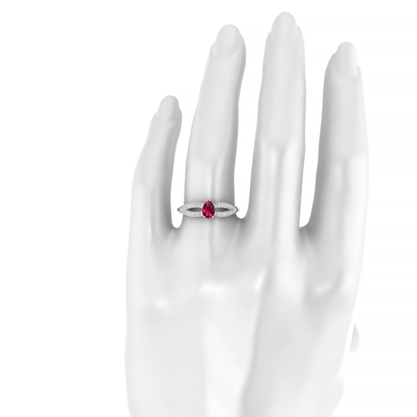 Prestige | 18k White Gold 6 x 4 mm Pear Ruby Ring