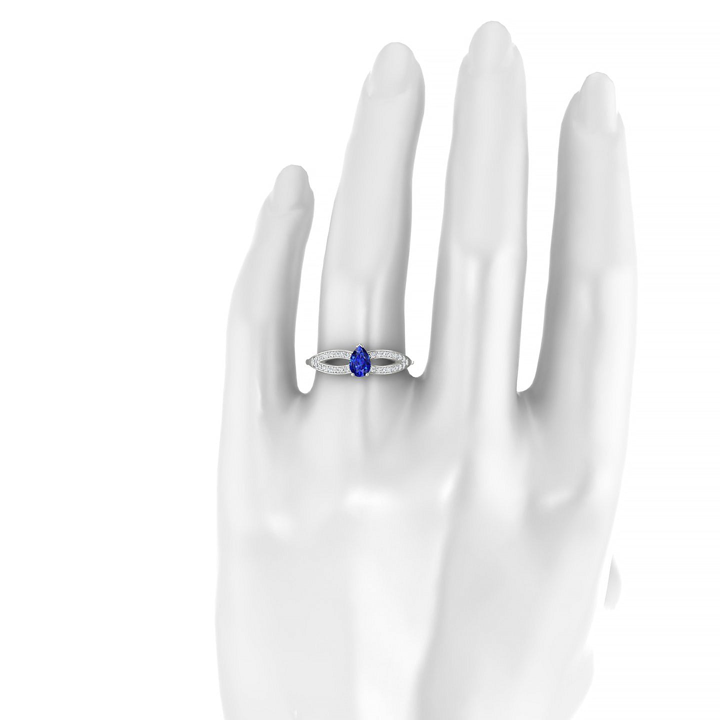 Prestige | 18k White Gold 6 x 4 mm Pear Sapphire Ring