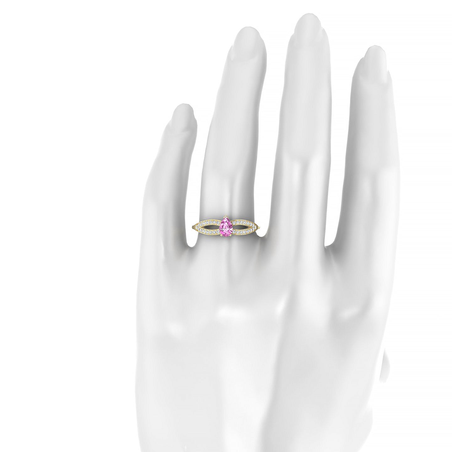 Prestige | 18k Yellow Gold 6 x 4 mm Pear Pink Sapphire Ring