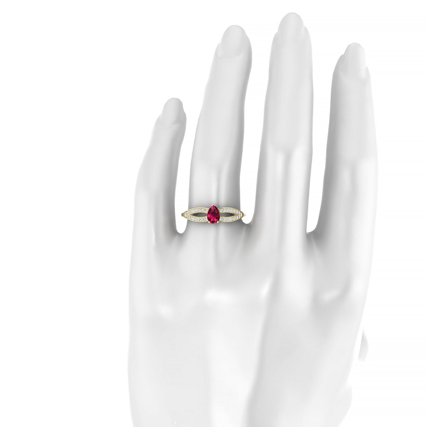 Prestige | 18k Yellow Gold 6 x 4 mm Pear Ruby Ring