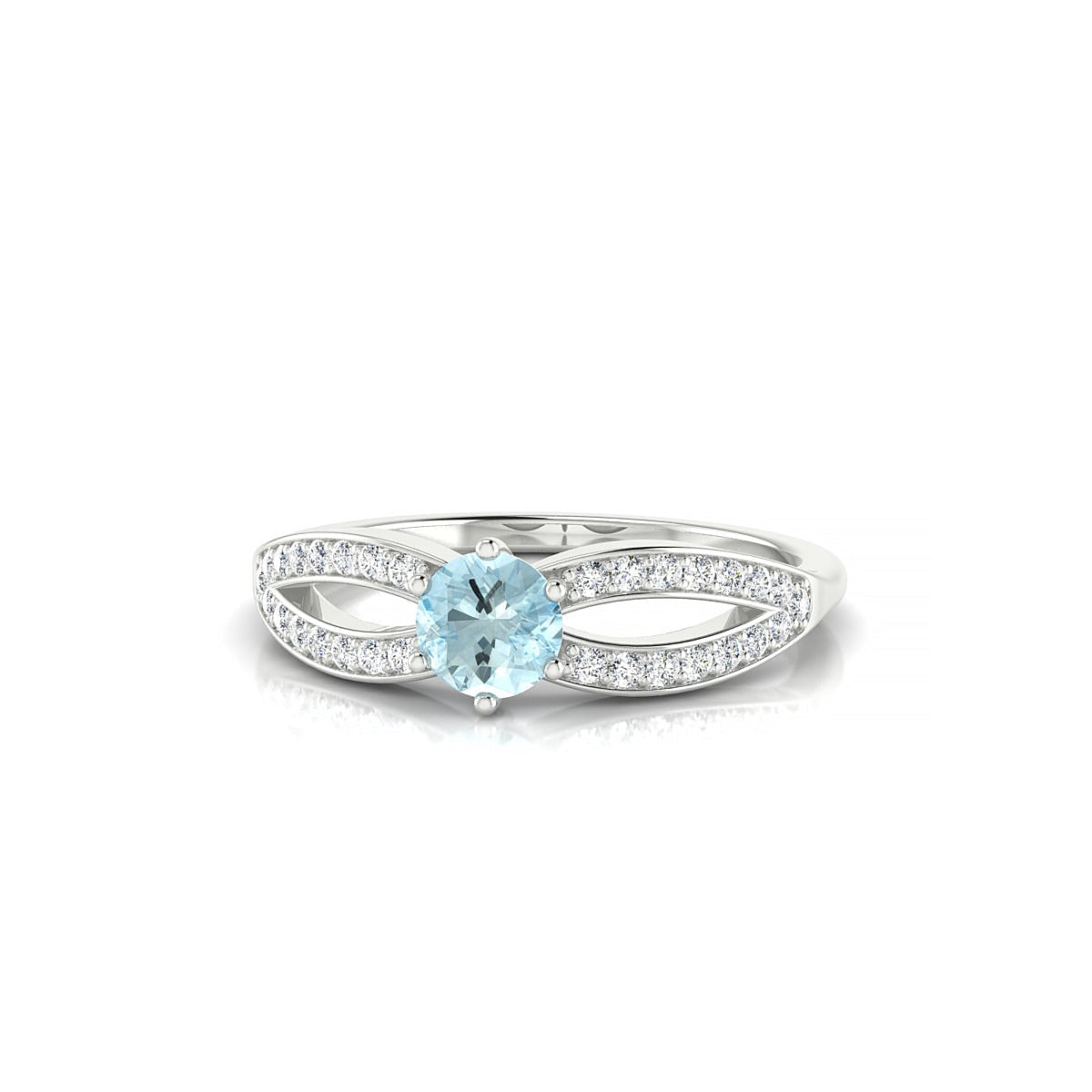 Prestige | 18k White Gold 4.5 mm Round Aquamarine Ring