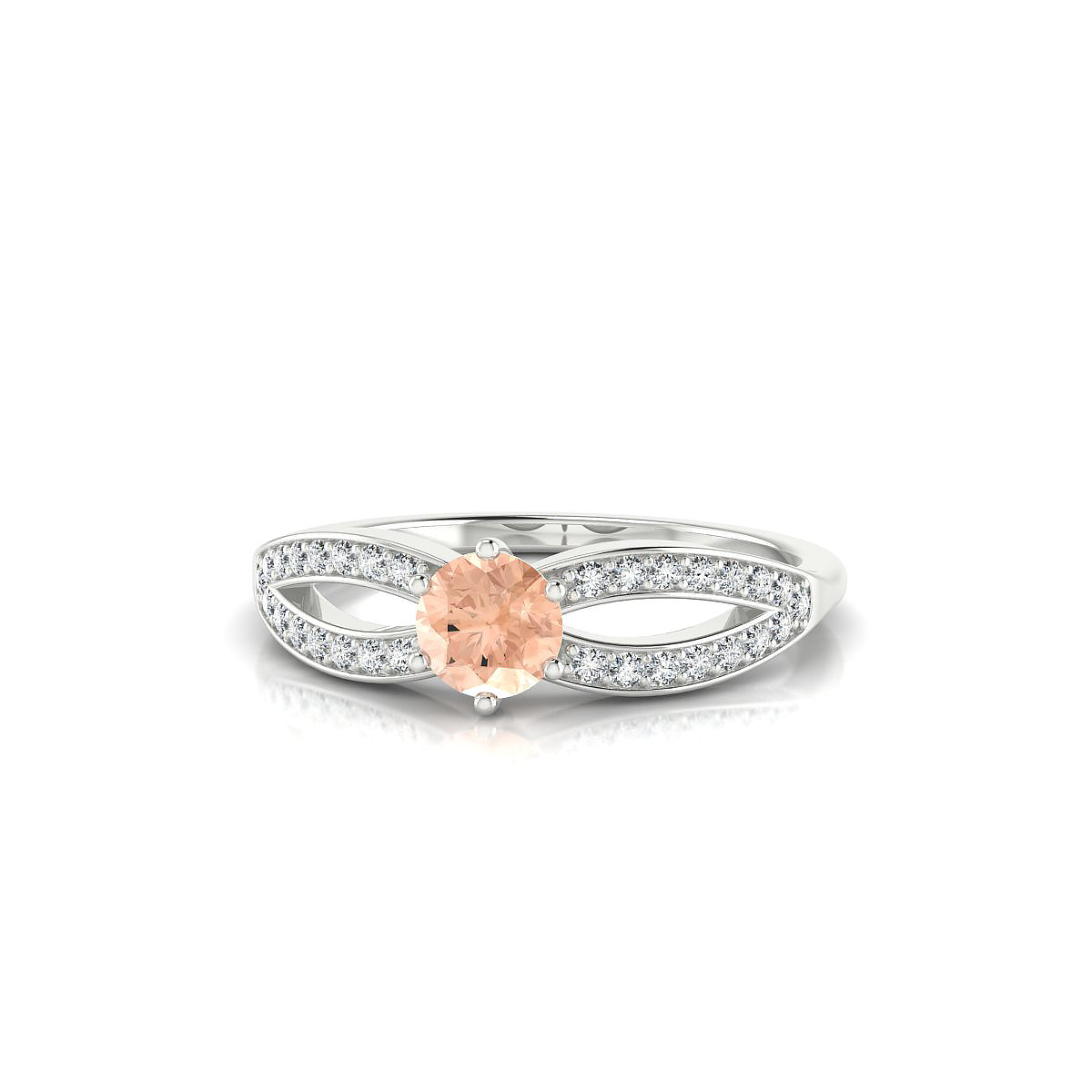 Prestige | 18k White Gold 4.5 mm Round Morganite Ring