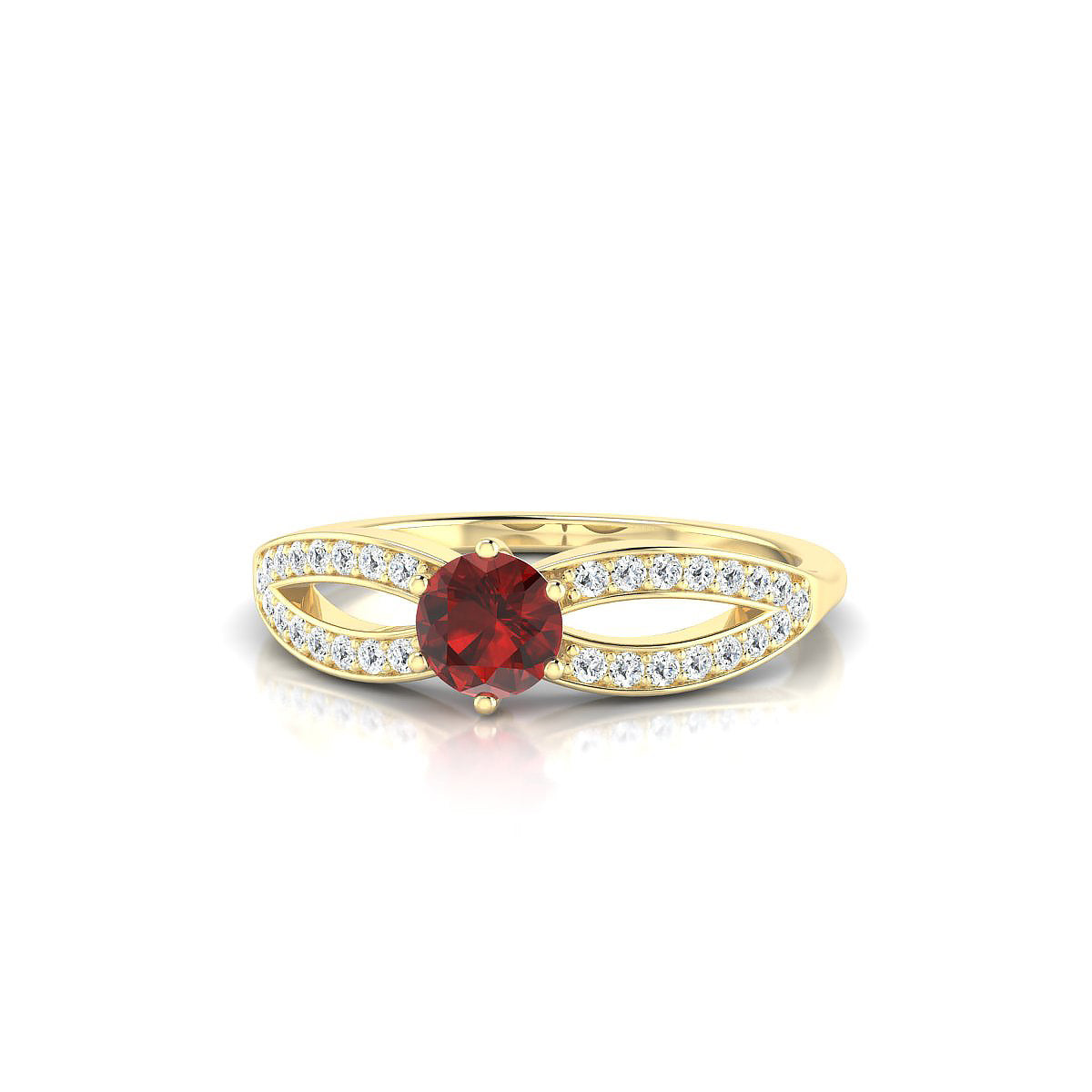 Prestige | 18k Yellow Gold 4.5 mm Round Garnet Ring