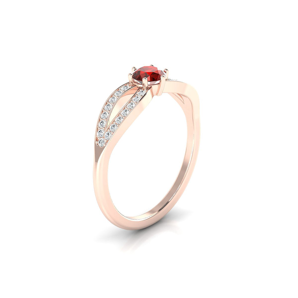Prestige | 18k Rose Gold 4.5 mm Round Garnet Ring