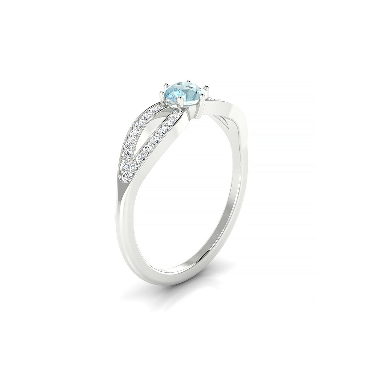 Prestige | 18k White Gold 4.5 mm Round Aquamarine Ring