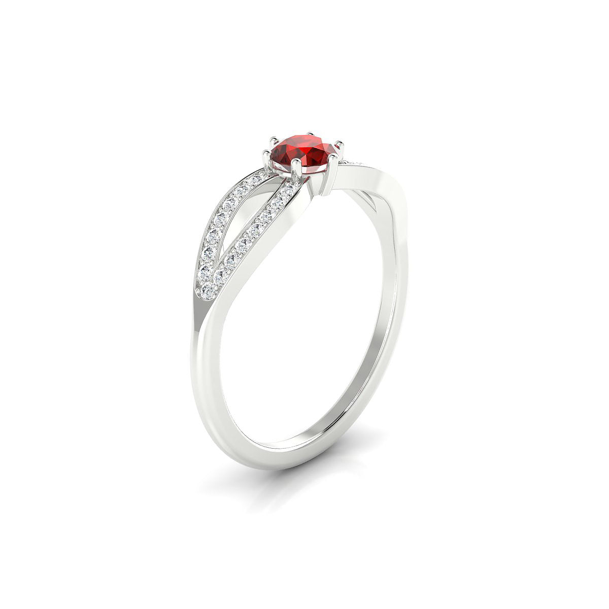 Prestige | 18k White Gold 4.5 mm Round Garnet Ring