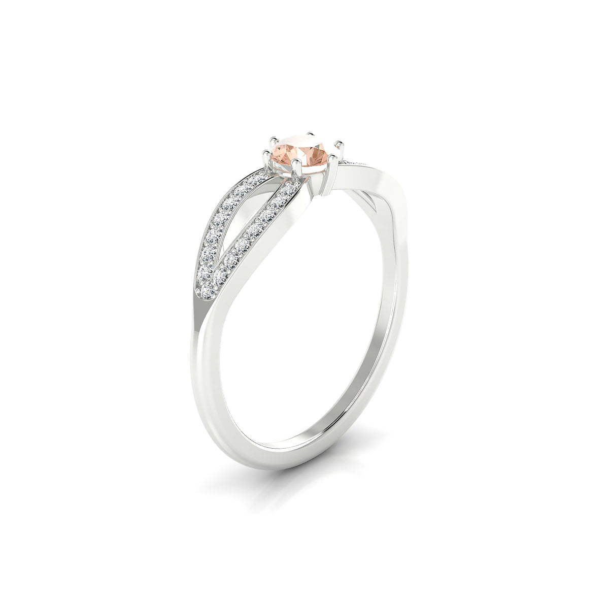 Prestige | 18k White Gold 4.5 mm Round Morganite Ring