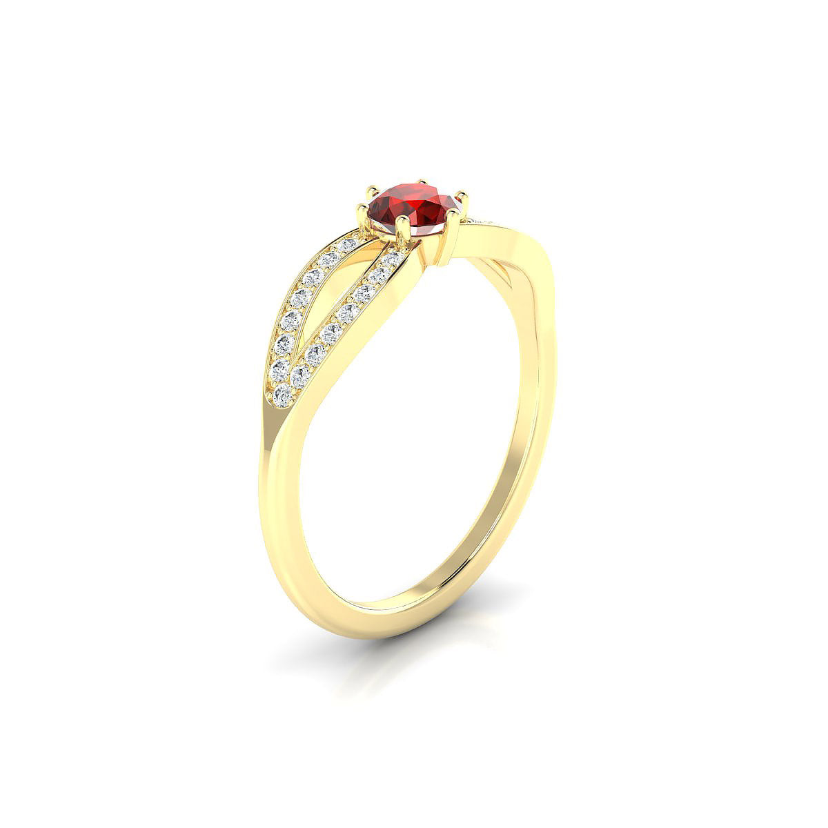 Prestige | 18k Yellow Gold 4.5 mm Round Garnet Ring