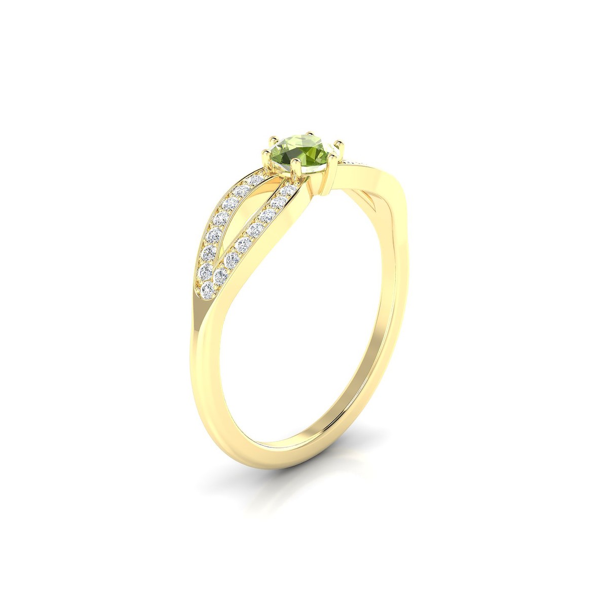 Prestige | 18k Yellow Gold 4.5 mm Round Peridot Ring