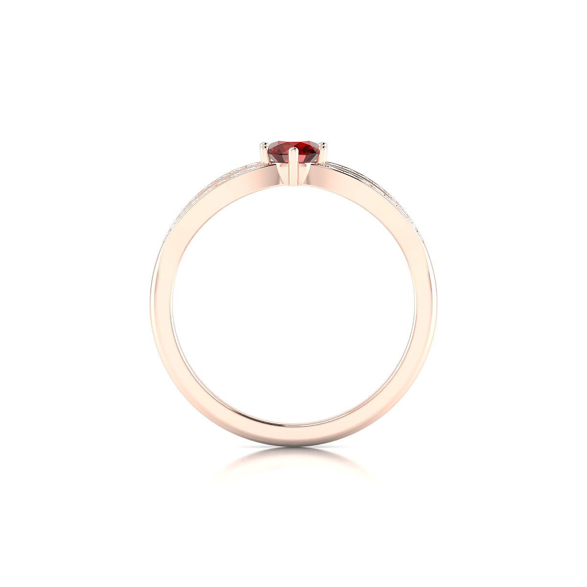 Prestige | 18k Rose Gold 4.5 mm Round Garnet Ring