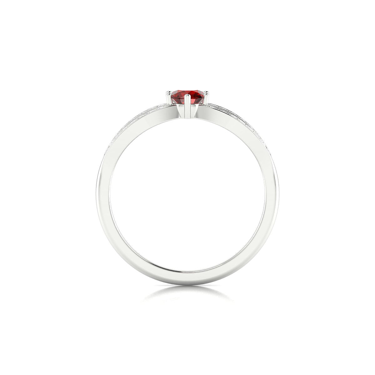 Prestige | 18k White Gold 4.5 mm Round Garnet Ring
