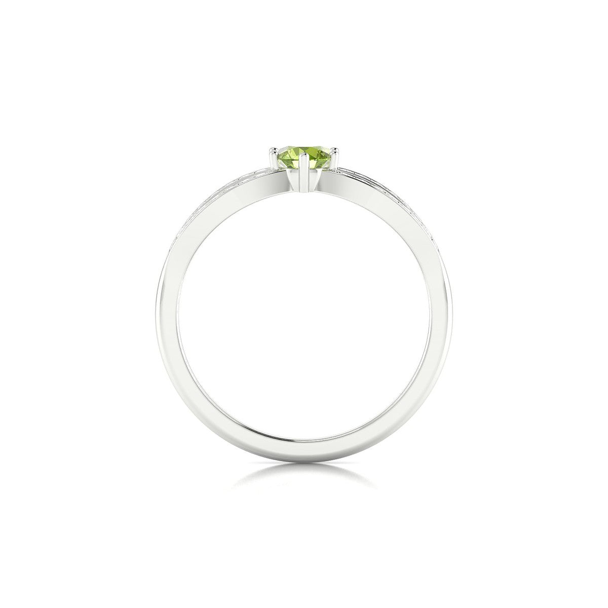 Prestige | 18k White Gold 4.5 mm Round Peridot Ring