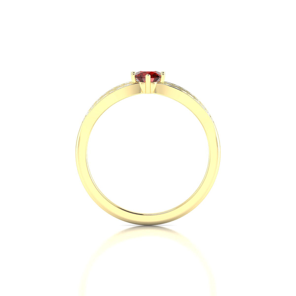 Prestige | 18k Yellow Gold 4.5 mm Round Garnet Ring