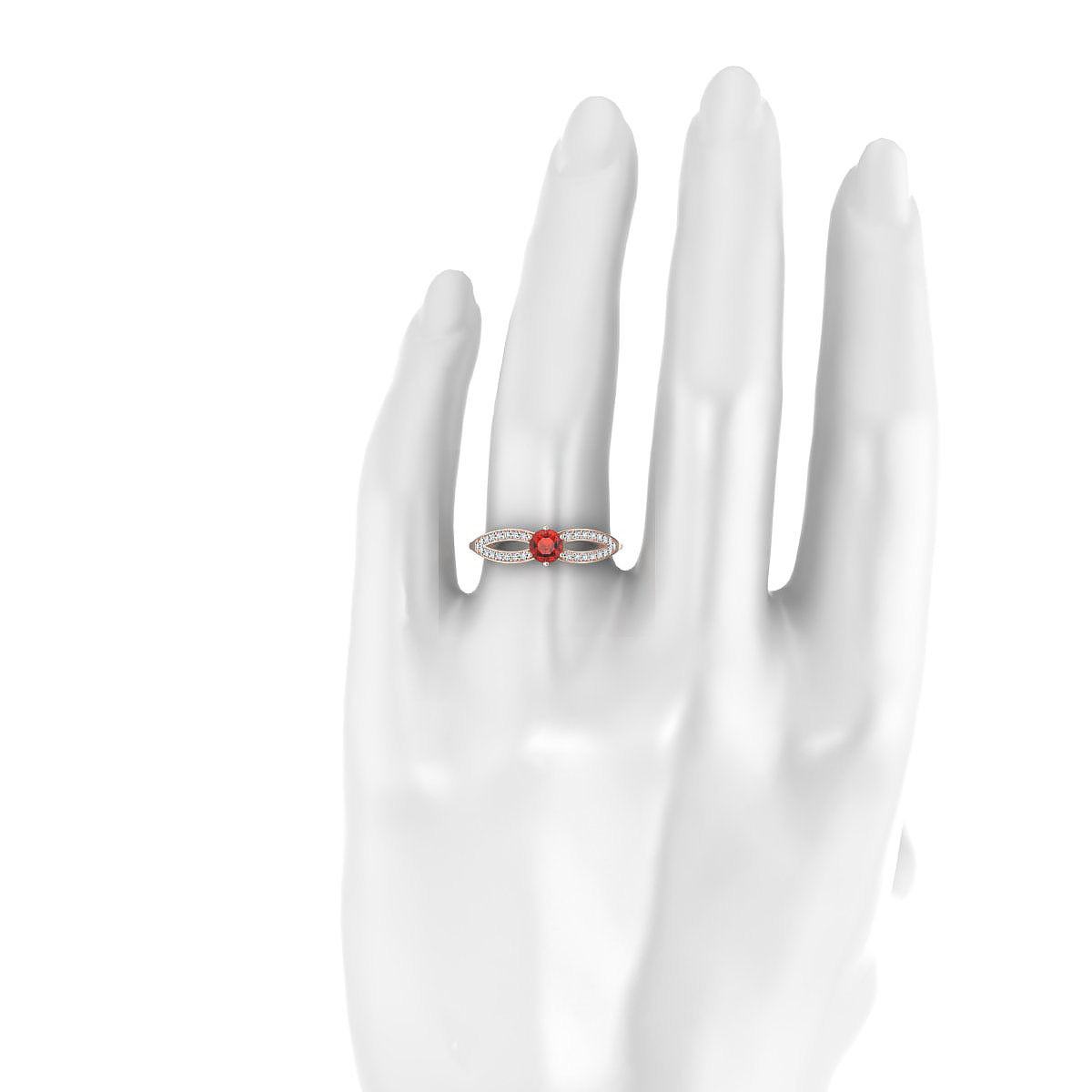Prestige | 18k Rose Gold 4.5 mm Round Garnet Ring
