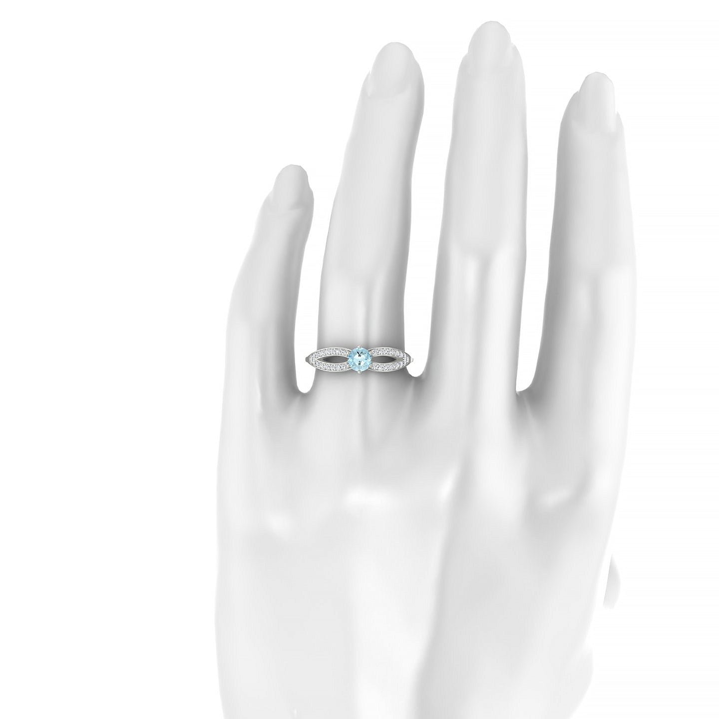 Prestige | 18k White Gold 4.5 mm Round Aquamarine Ring