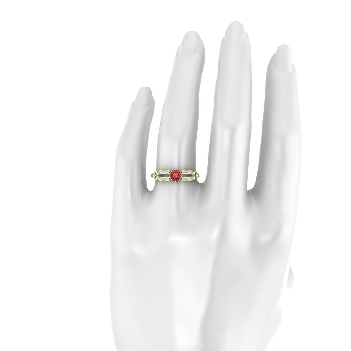 Prestige | 18k Yellow Gold 4.5 mm Round Garnet Ring