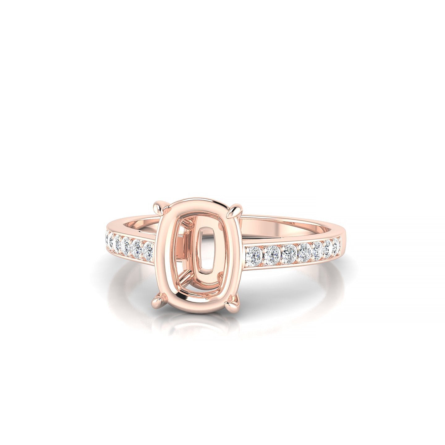 Promise Cushion 2-2.99 ct | 18k Rose Gold Side Stones Ring