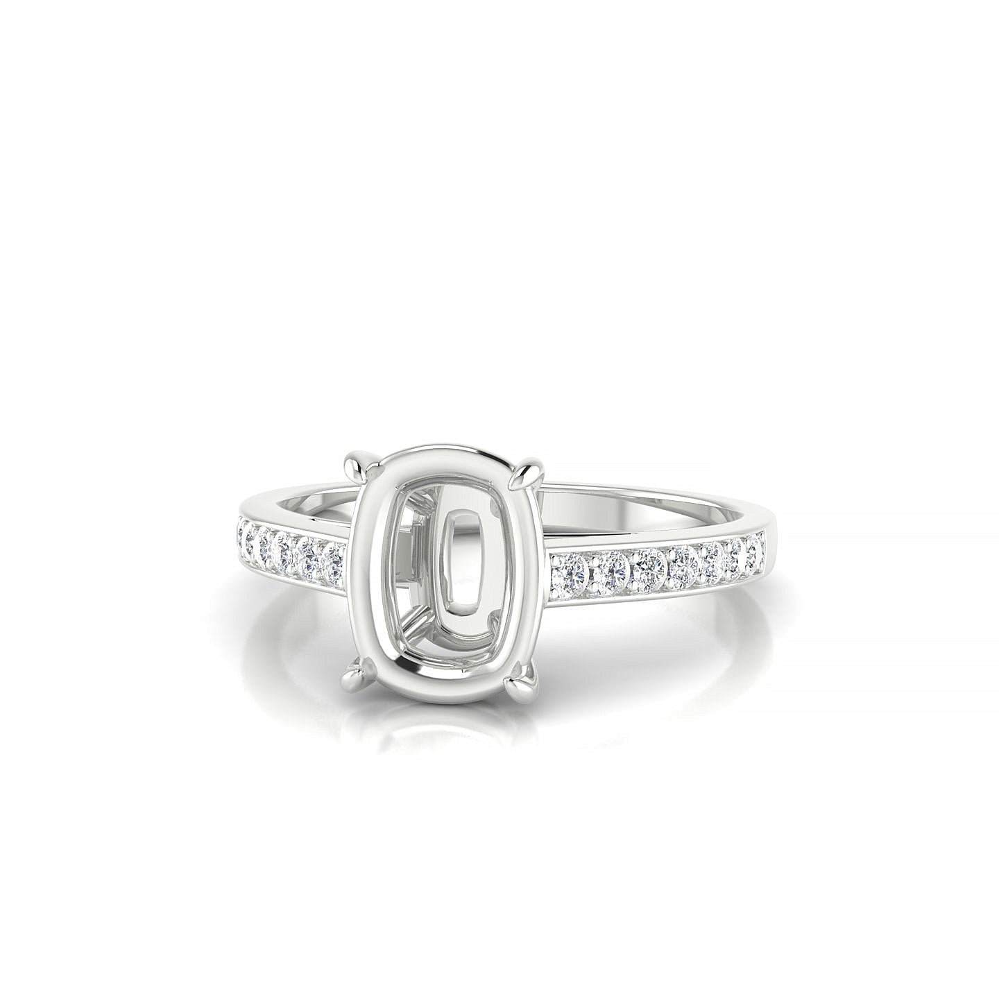 Promise Cushion 2-2.99 ct | 18k White Gold Side Stones Ring
