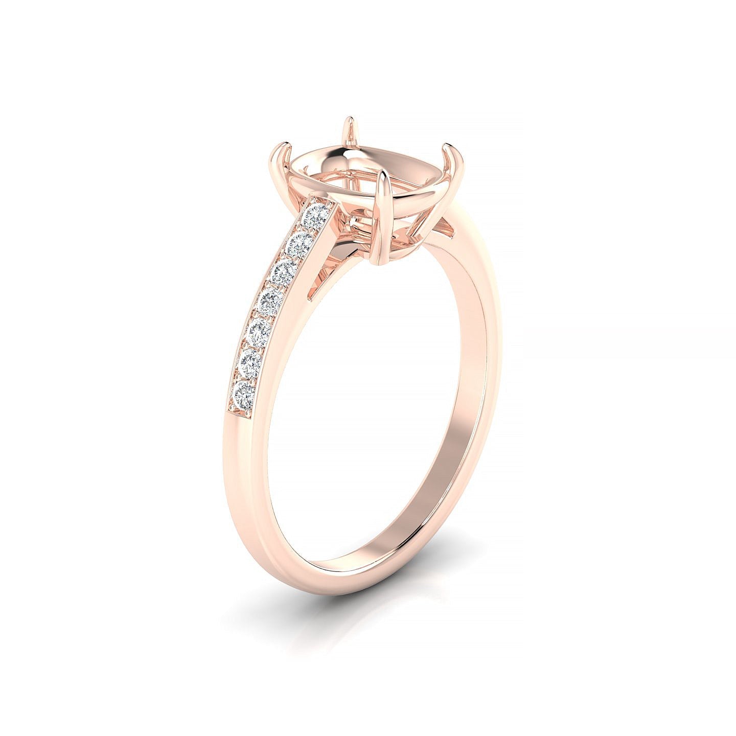 Promise Cushion 2-2.99 ct | 18k Rose Gold Side Stones Ring