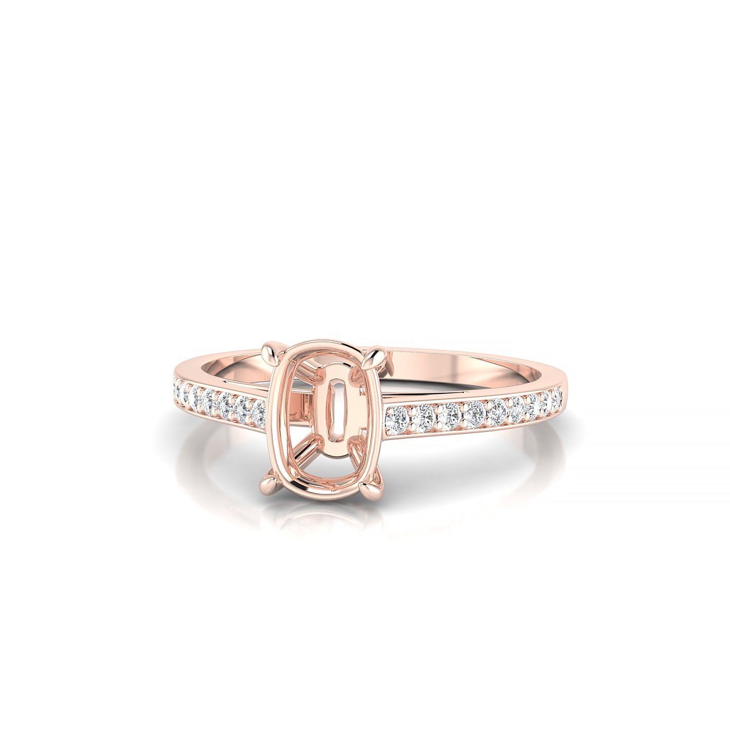Promise Cushion 1-1.99 ct | 18k Rose Gold Side Stones Ring