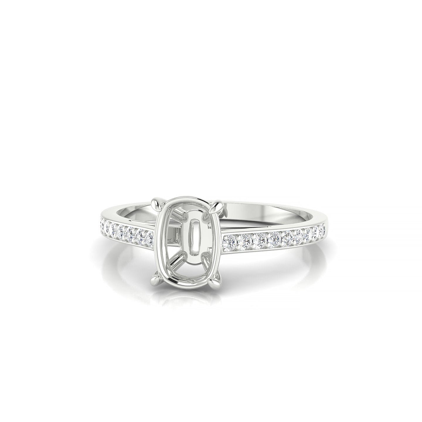 Promise Cushion 1-1.99 ct | 18k White Gold Side Stones Ring
