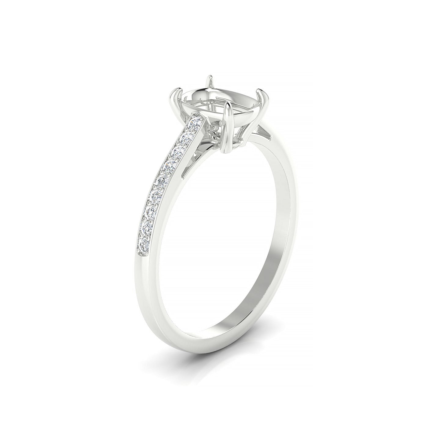 Promise Cushion 1-1.99 ct | 18k White Gold Side Stones Ring