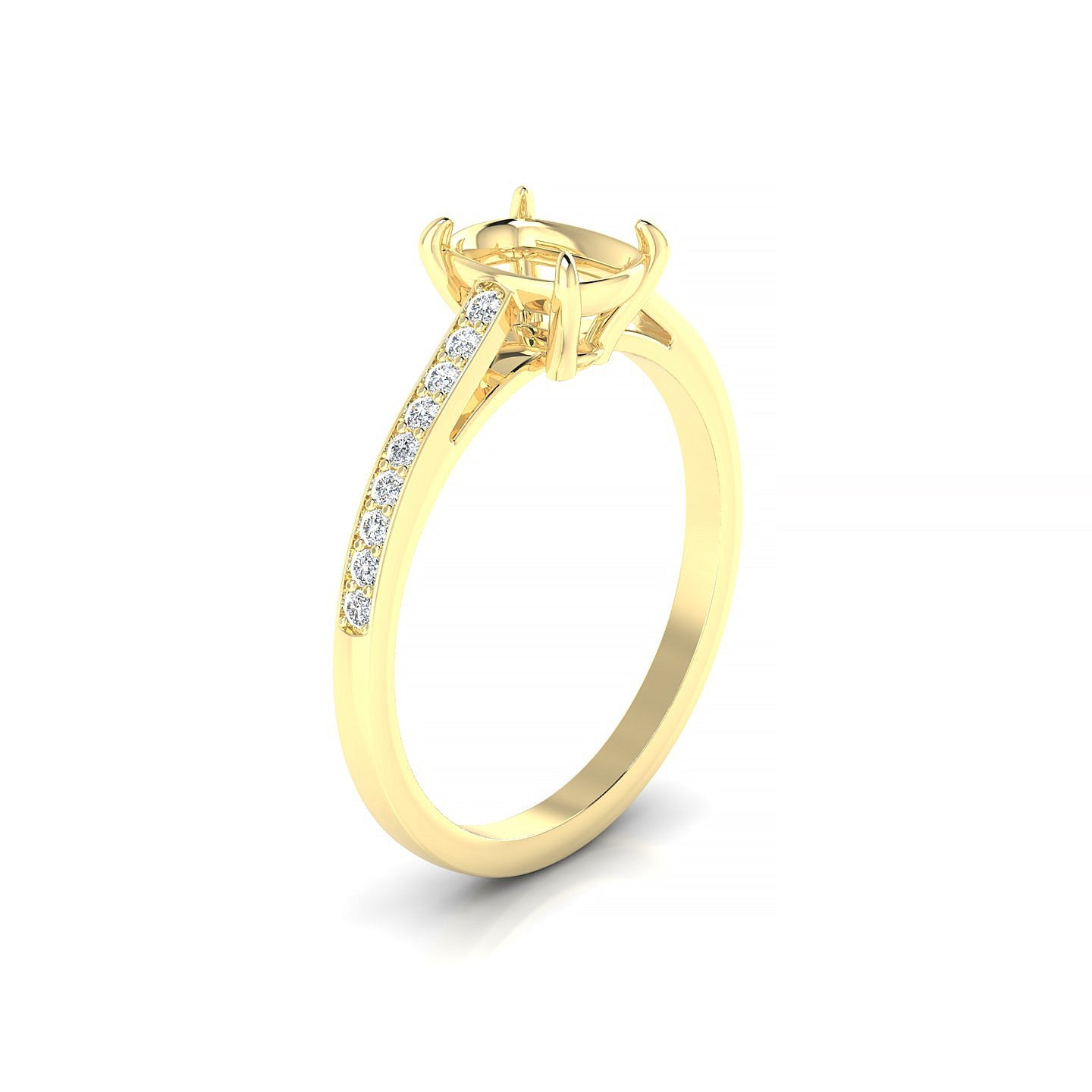 Promise Cushion 1-1.99 ct | 18k Yellow Gold Side Stones Ring