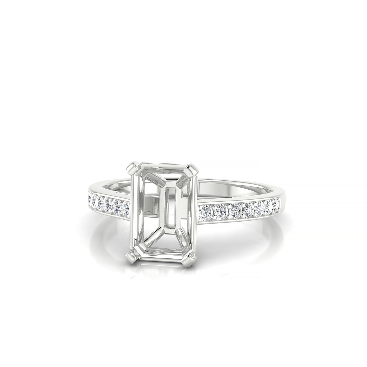 Promise Emerald 2-2.99 ct | 18k White Gold Side Stones Ring