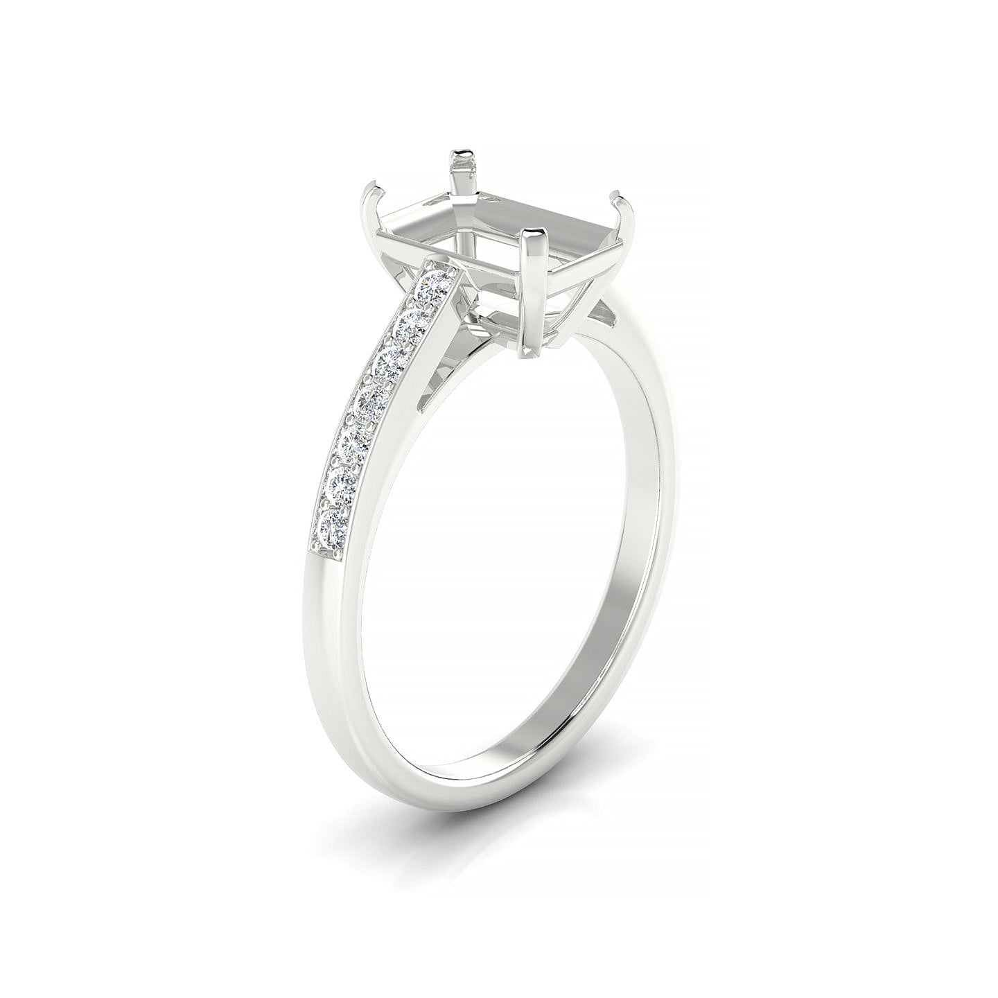 Promise Emerald 2-2.99 ct | 18k White Gold Side Stones Ring