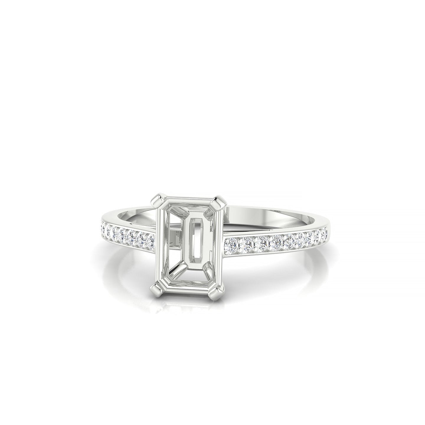 Promise Emerald 1-1.99 ct | 18k White Gold Side Stones Ring