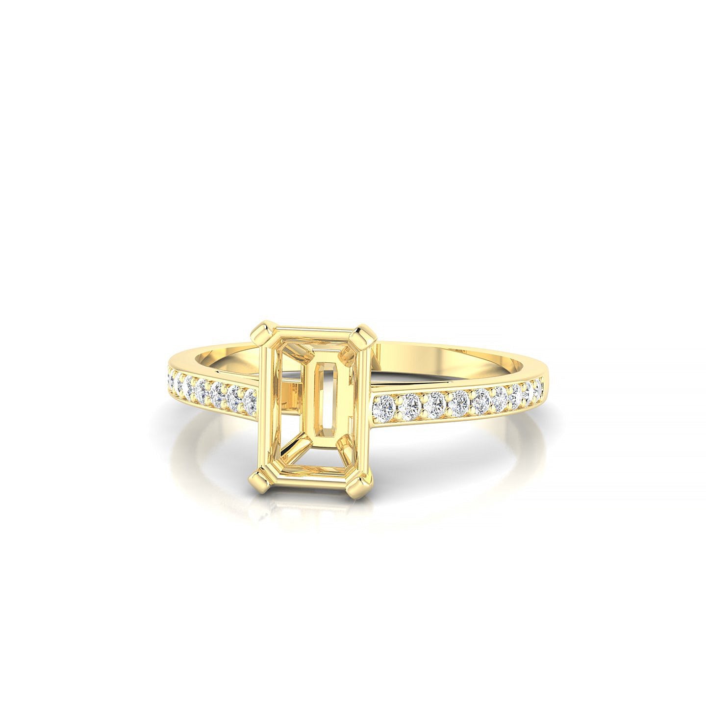 Promise Emerald 1-1.99 ct | 18k Yellow Gold Side Stones Ring