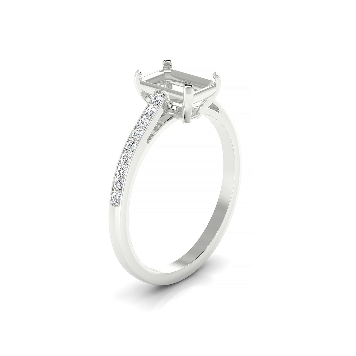 Promise Emerald 1-1.99 ct | 18k White Gold Side Stones Ring