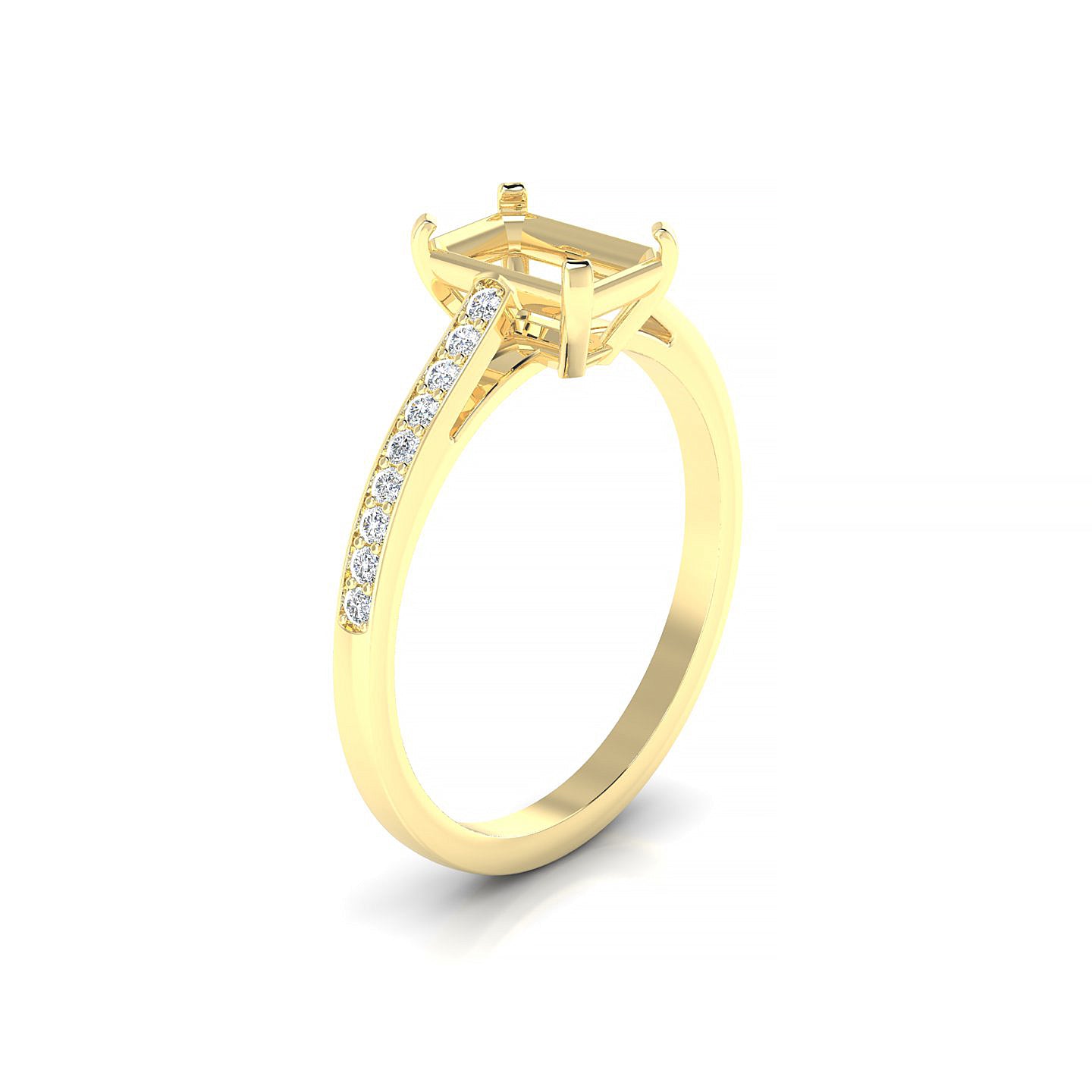 Promise Emerald 1-1.99 ct | 18k Yellow Gold Side Stones Ring