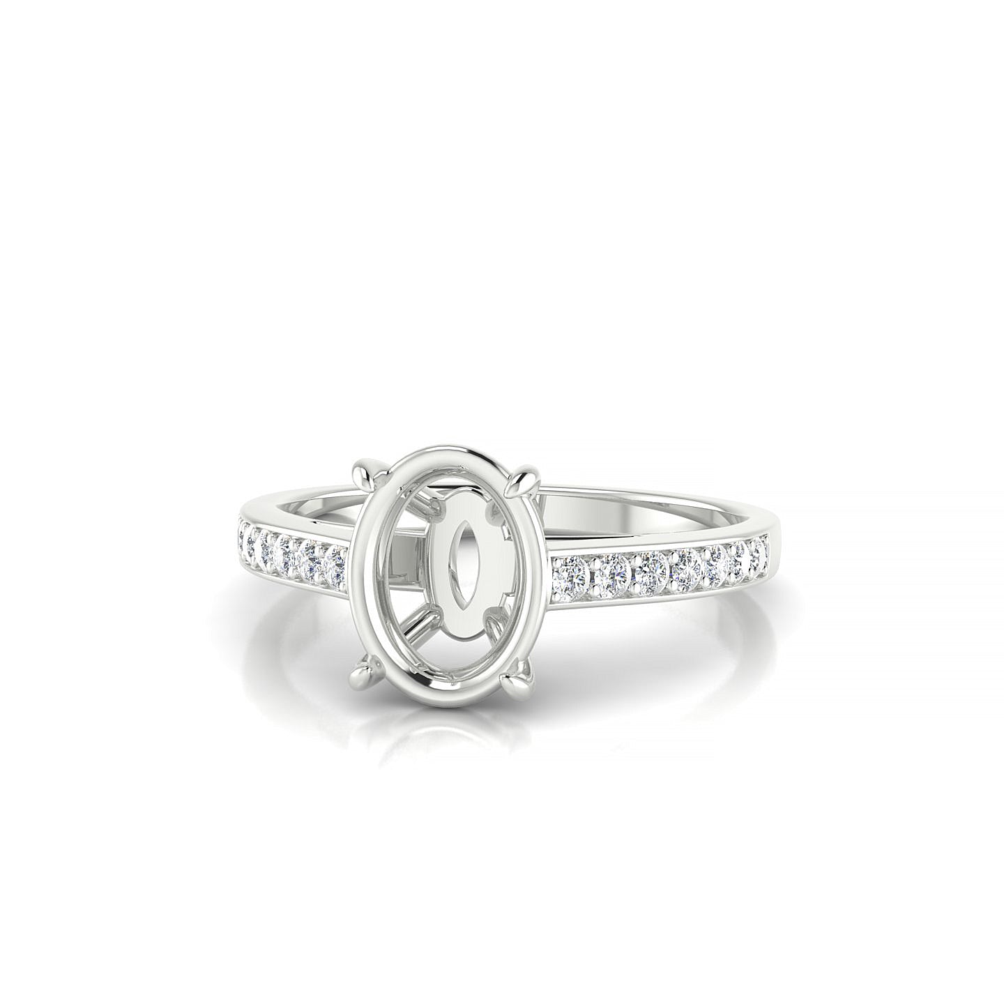 Promise Oval 2-2.99 ct | 18k White Gold Side Stones Ring