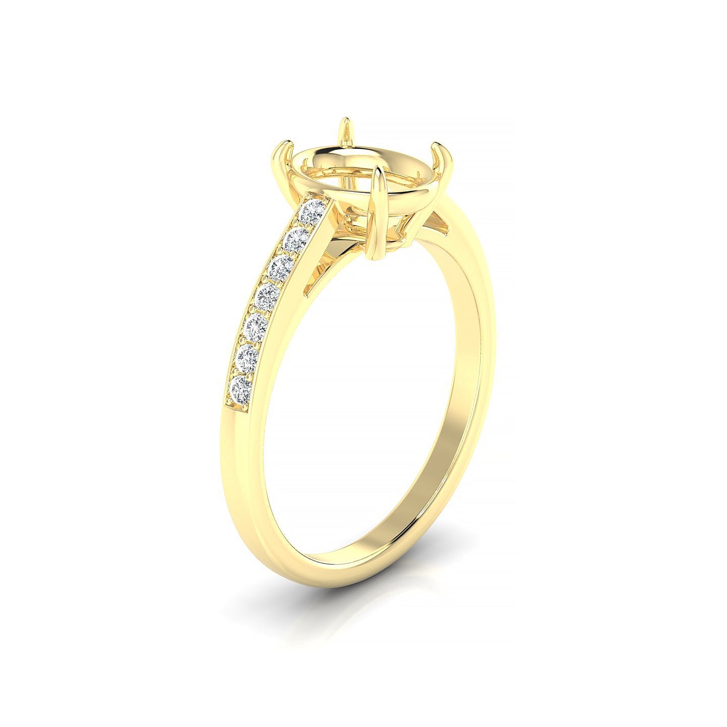 Promise Oval 2-2.99 ct | 18k Yellow Gold Side Stones Ring