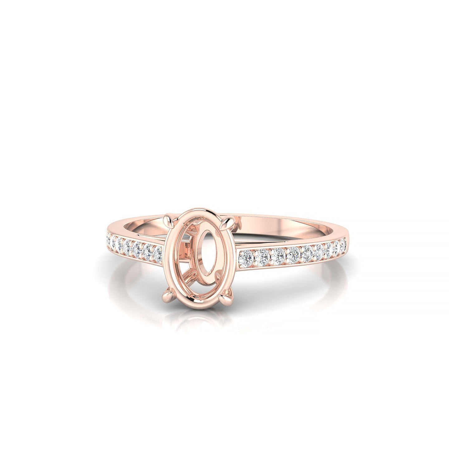 Promise Oval 1-1.99 ct | 18k Rose Gold Side Stones Ring