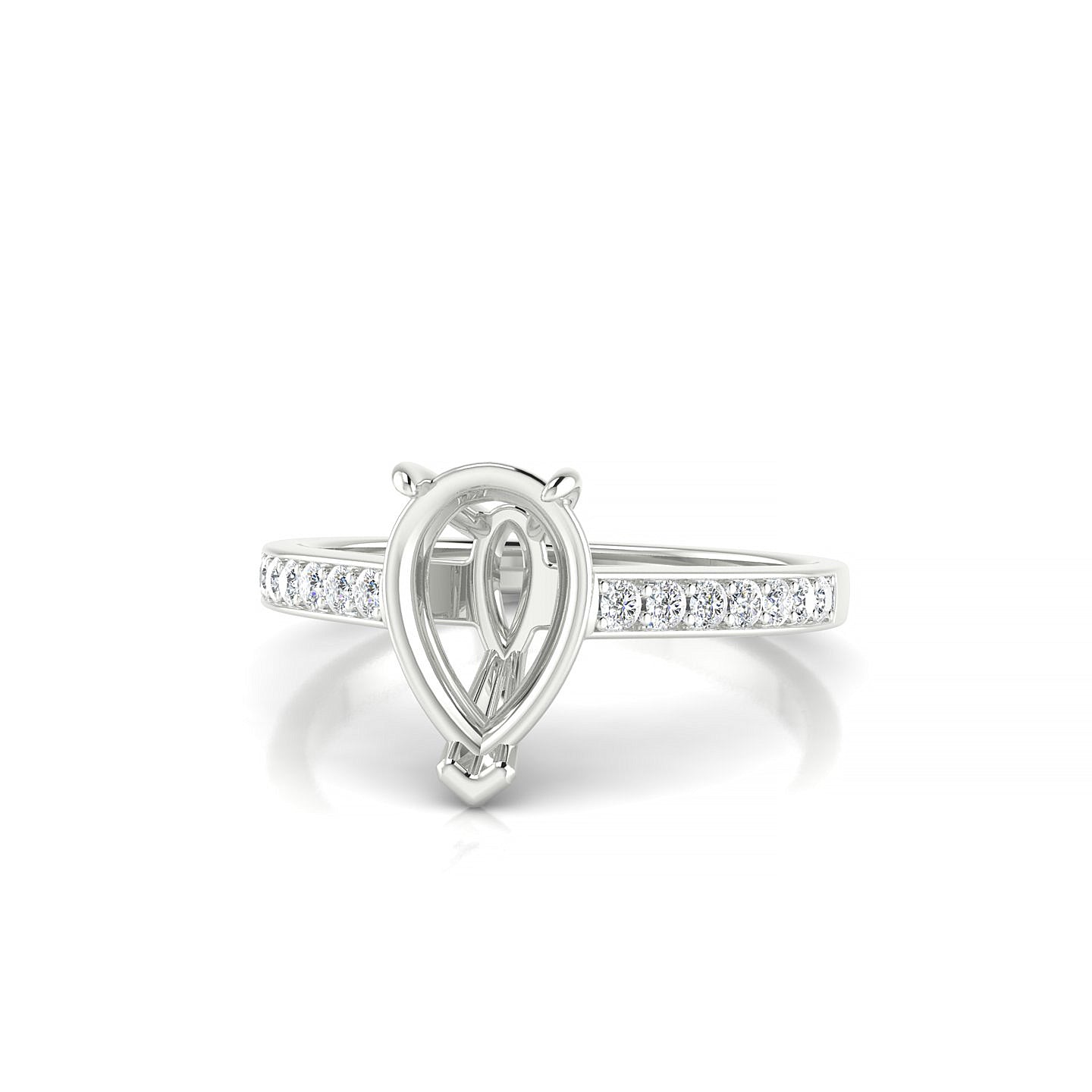 Promise Pear 2-2.99 ct | 18k White Gold Side Stones Ring