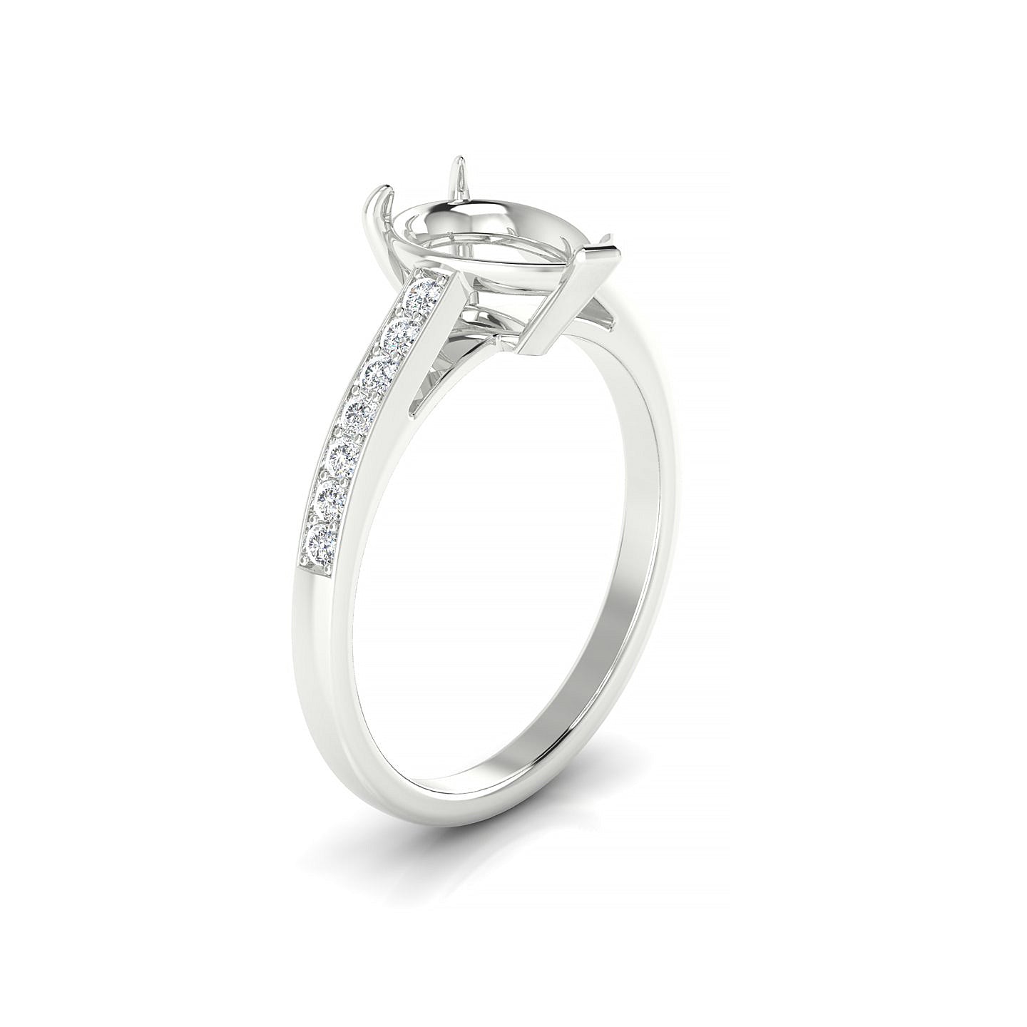 Promise Pear 2-2.99 ct | 18k White Gold Side Stones Ring