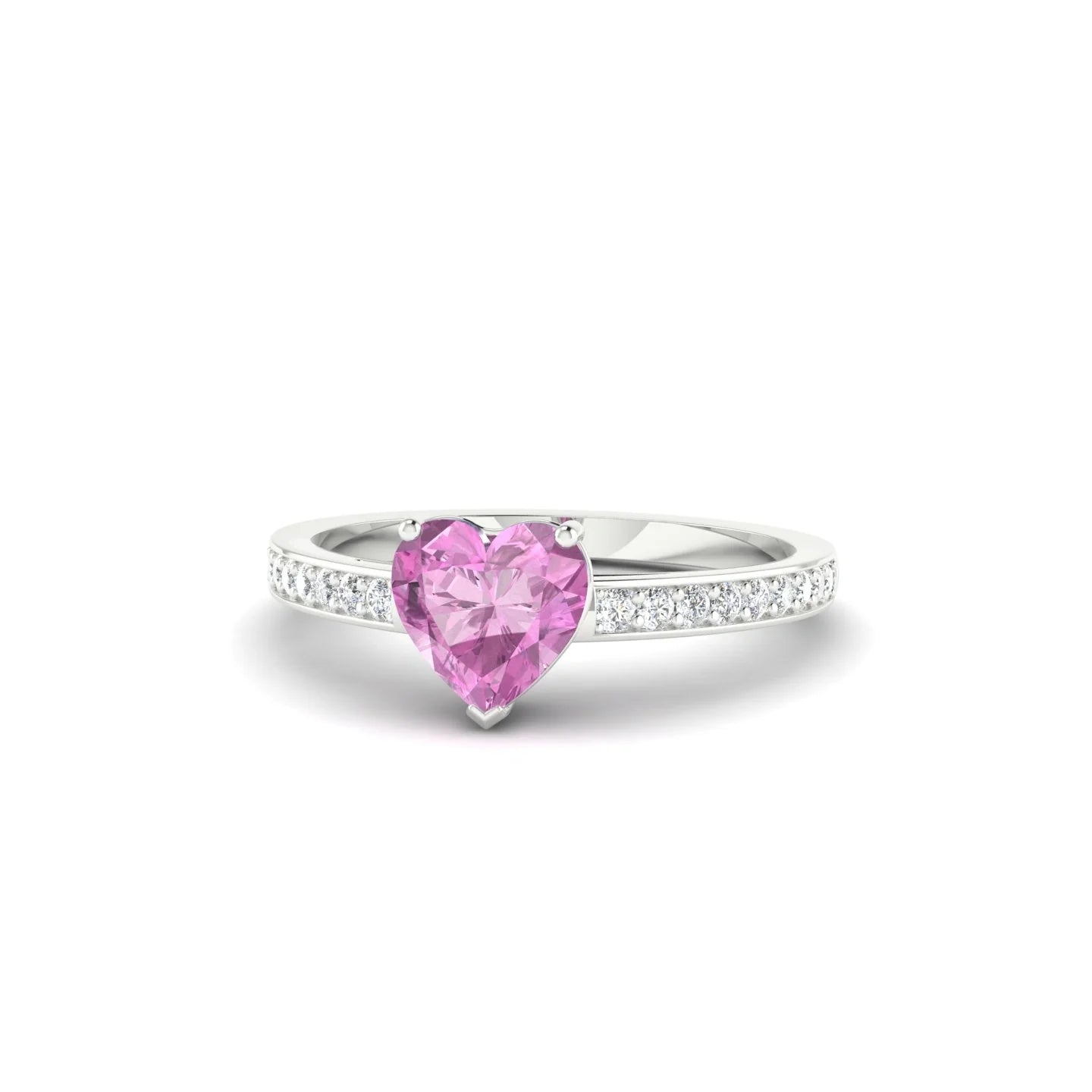 Promise | 18k White Gold 5.5 mm Heart Pink Sapphire Ring