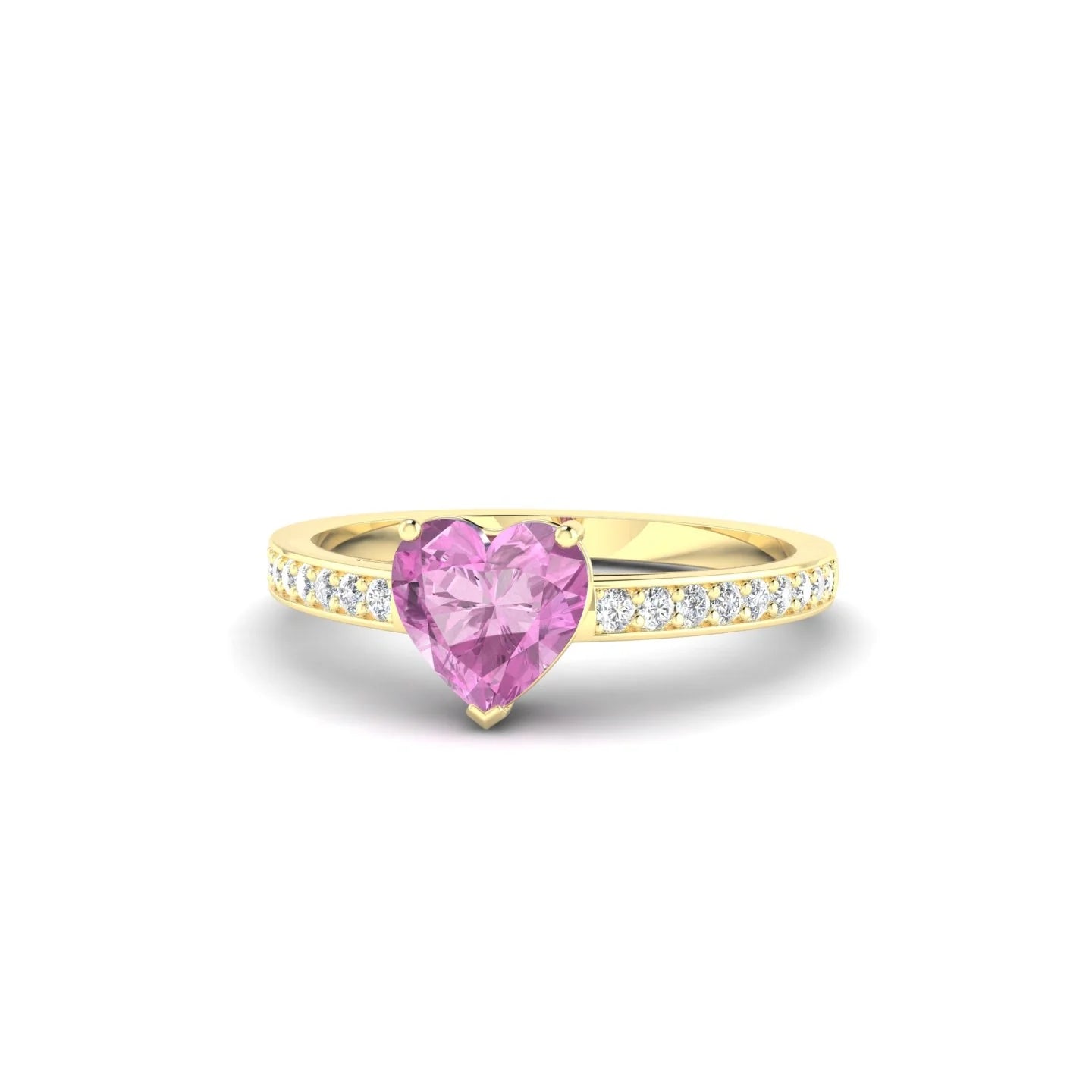Promise | 18k Yellow Gold 5.5 mm Heart Pink Sapphire Ring