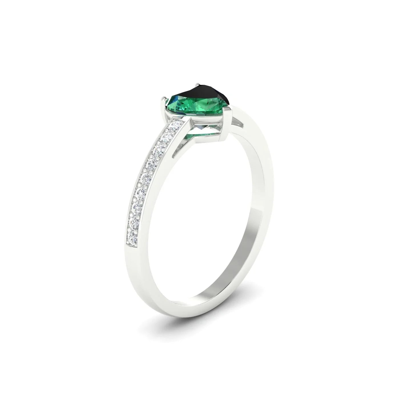Promise | 18k White Gold 5.5 mm Heart Emerald Ring