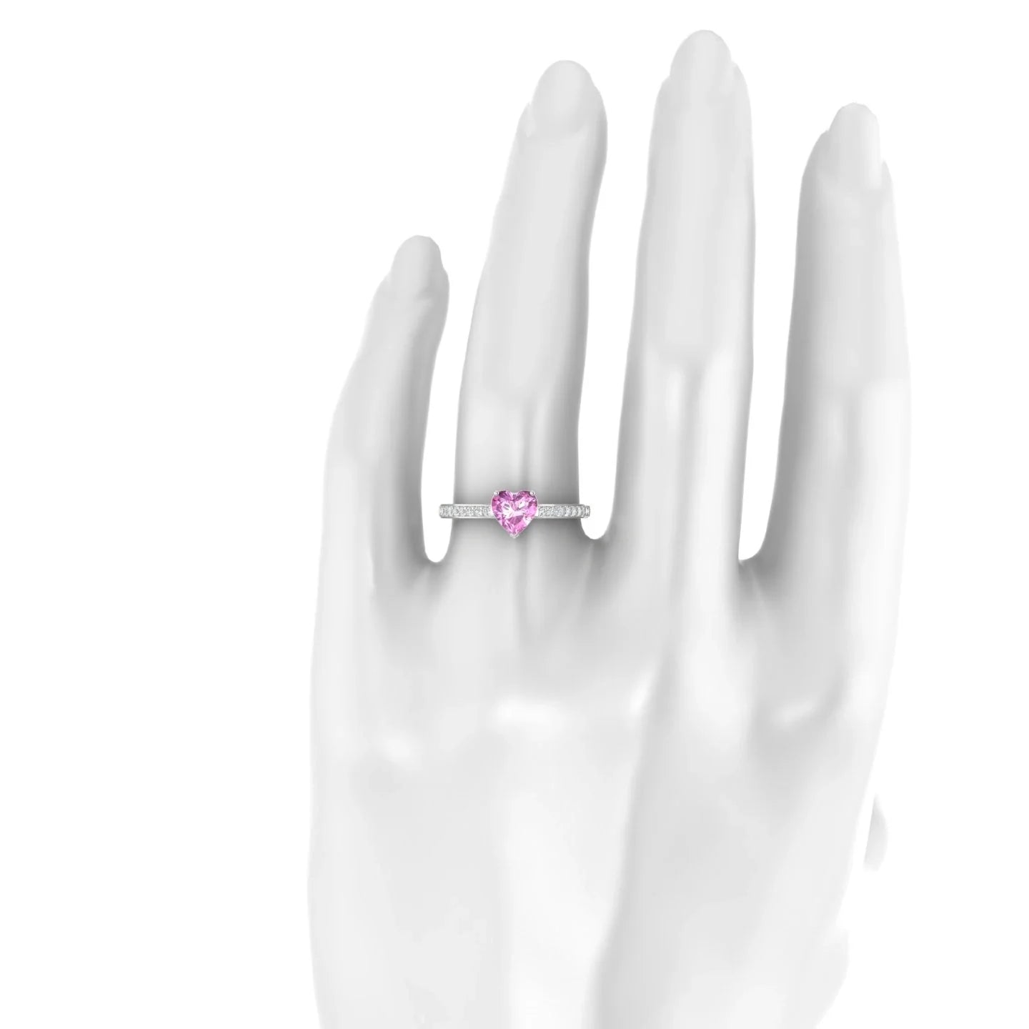 Promise | 18k White Gold 5.5 mm Heart Pink Sapphire Ring