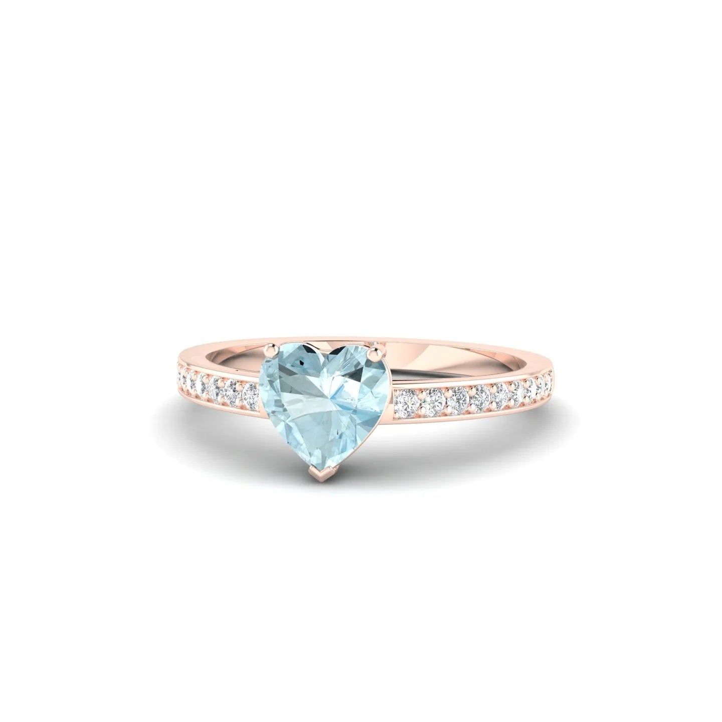 Promise | 18k Rose Gold 6 mm Heart Aquamarine Ring