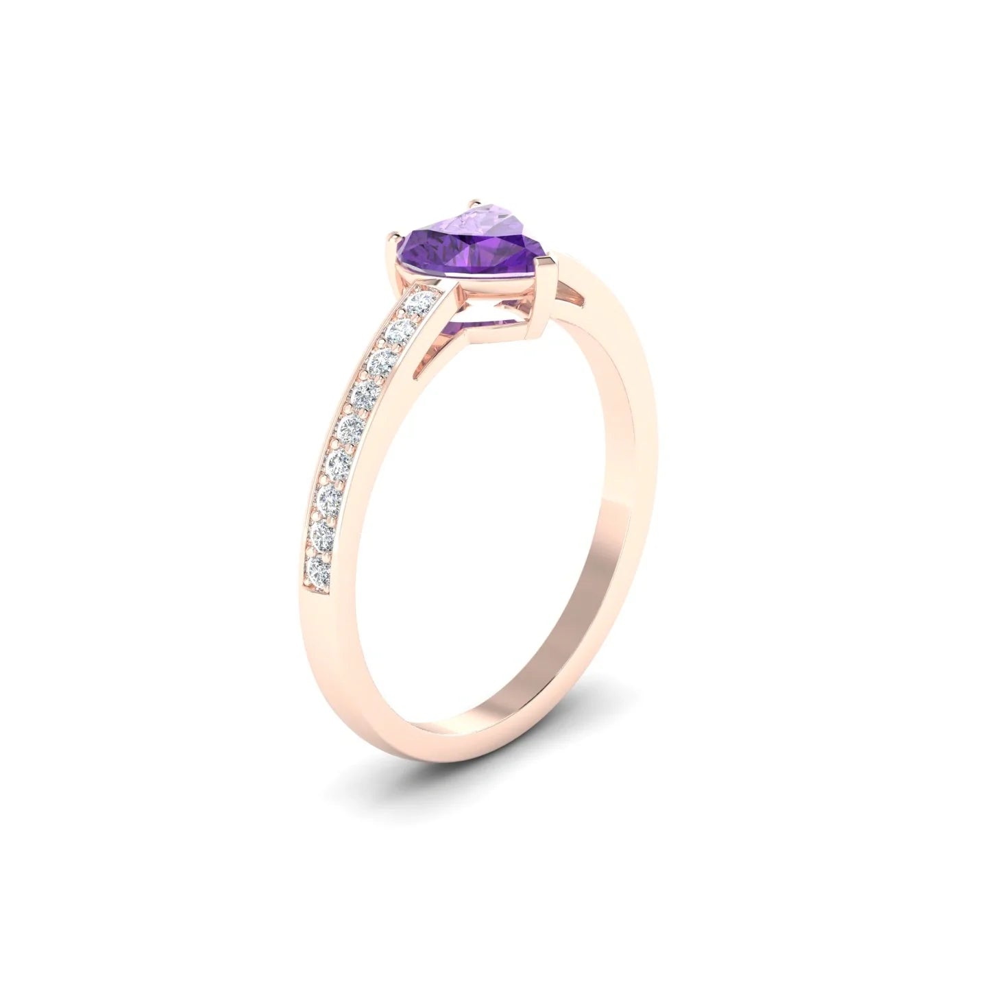 Promise | 18k Rose Gold 6 mm Heart Amethyst Ring