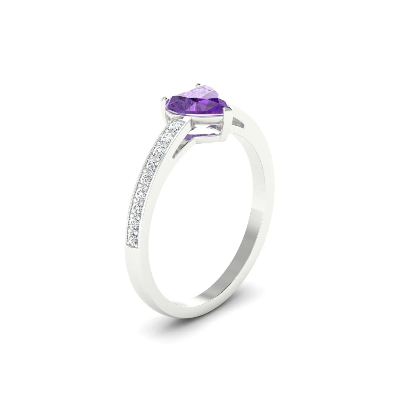 Promise | 18k White Gold 6 mm Heart Amethyst Ring