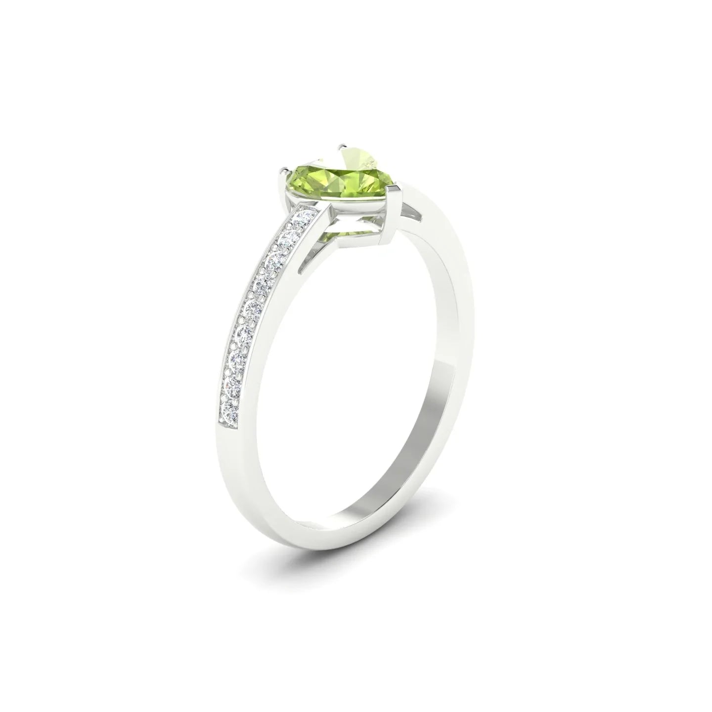 Promise | 18k White Gold 6 mm Heart Peridot Ring