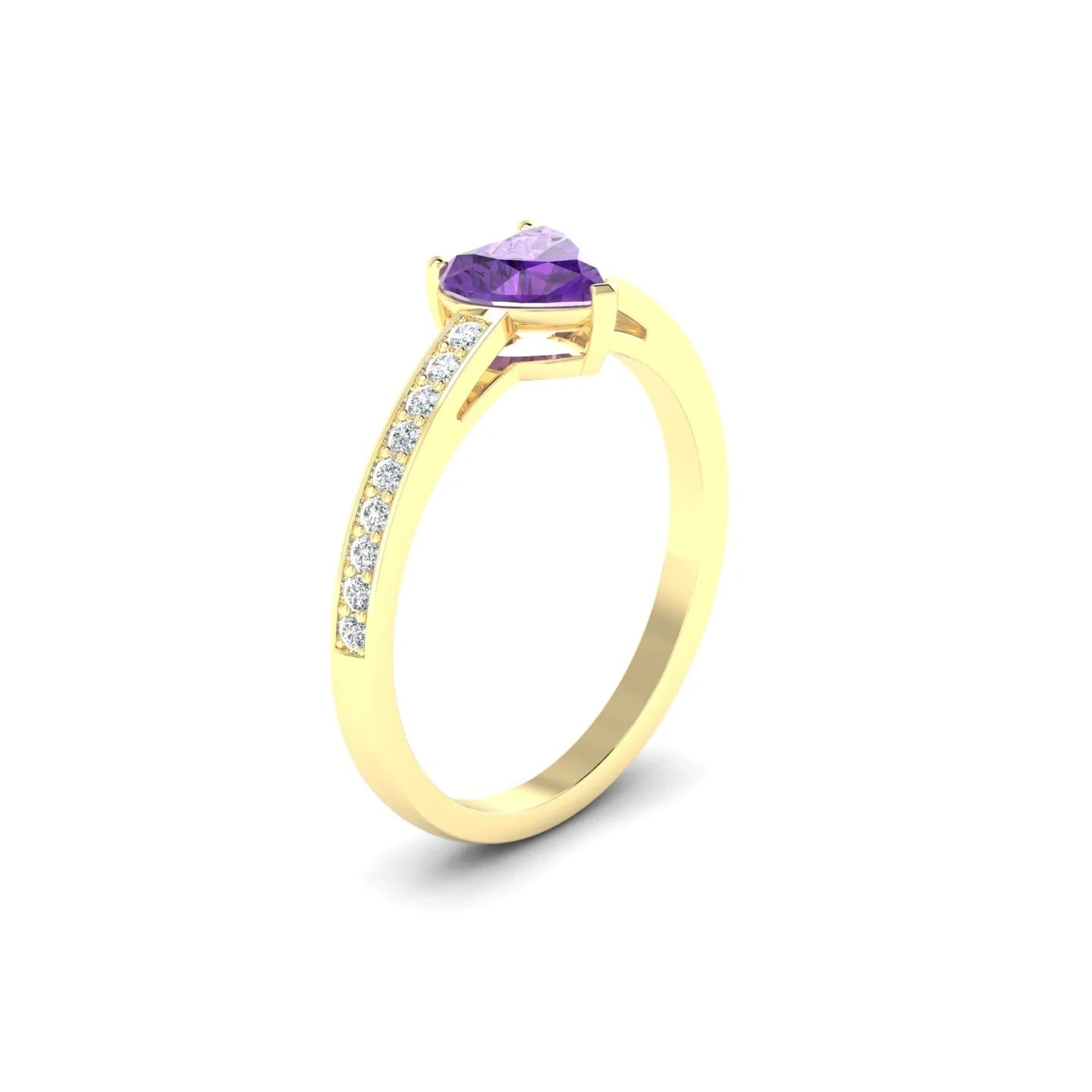 Promise | 18k Yellow Gold 6 mm Heart Amethyst Ring
